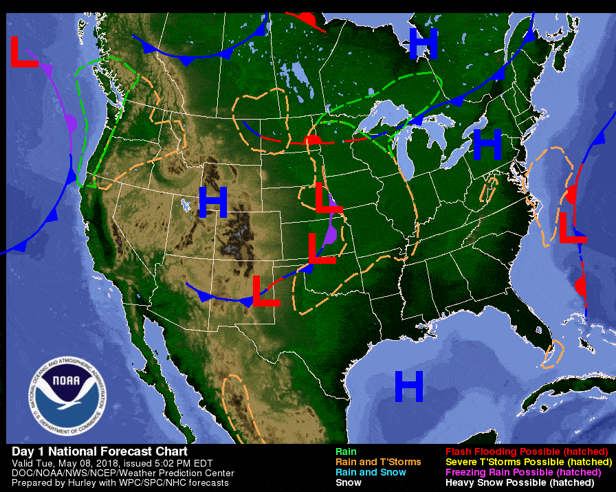 Set 2 Key To Weather Map Symbols - United States Map