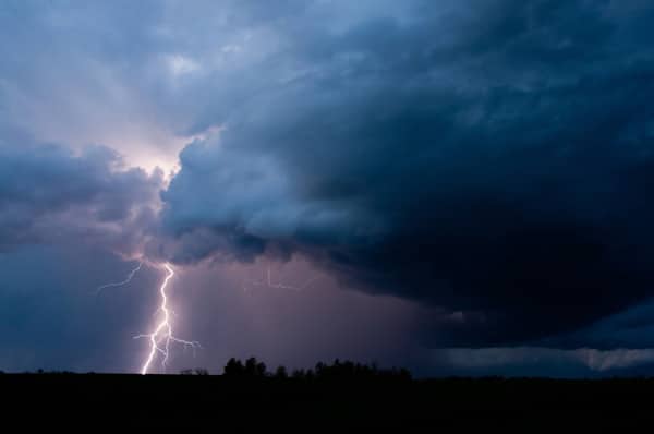 lightning strike in thunderstorm