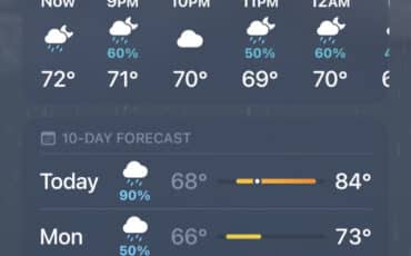 iOS Weather app forecast