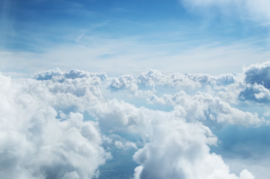 Clouds form as a result of 100% relative humidity above ground