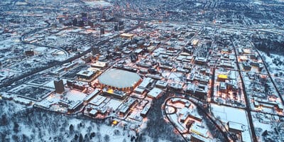 Syracuse, New York covered in snow