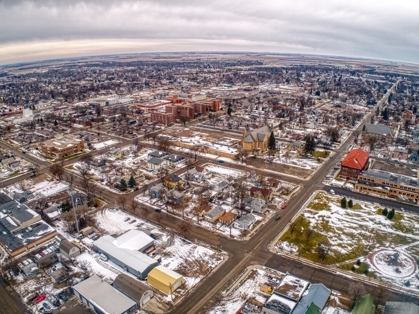 Aerial view of Aberdeen, South Dakota