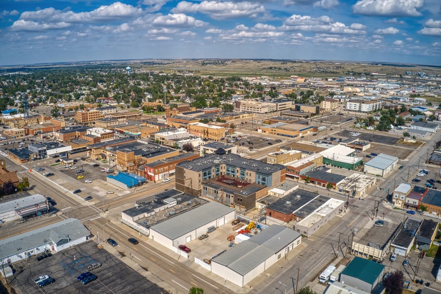 Aerial view of Williston, North Dakota