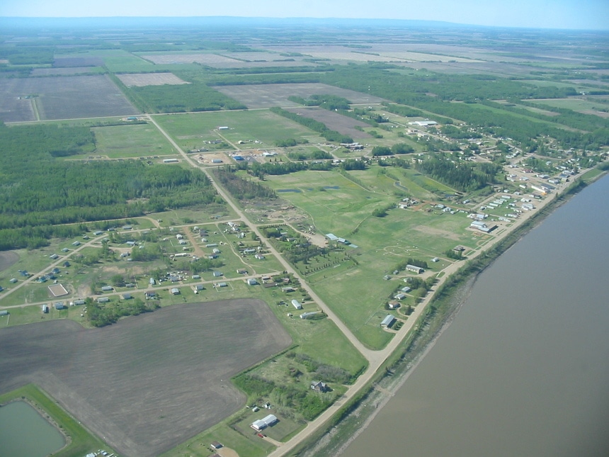 Aerial view of Fort Vermilion, Canada