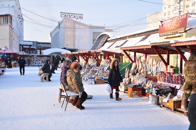 Krestyanskiy market in Yakutsk, Russia