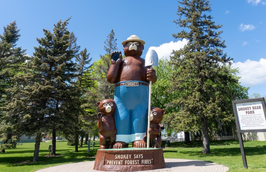 Smokey Bear Statue in International Falls, Minnesota