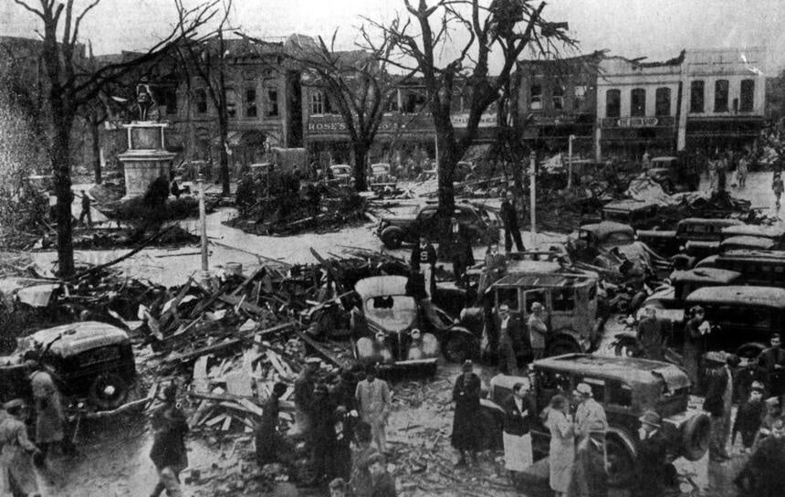 Wreckage of the Gainesville Square after the 1936 tornado