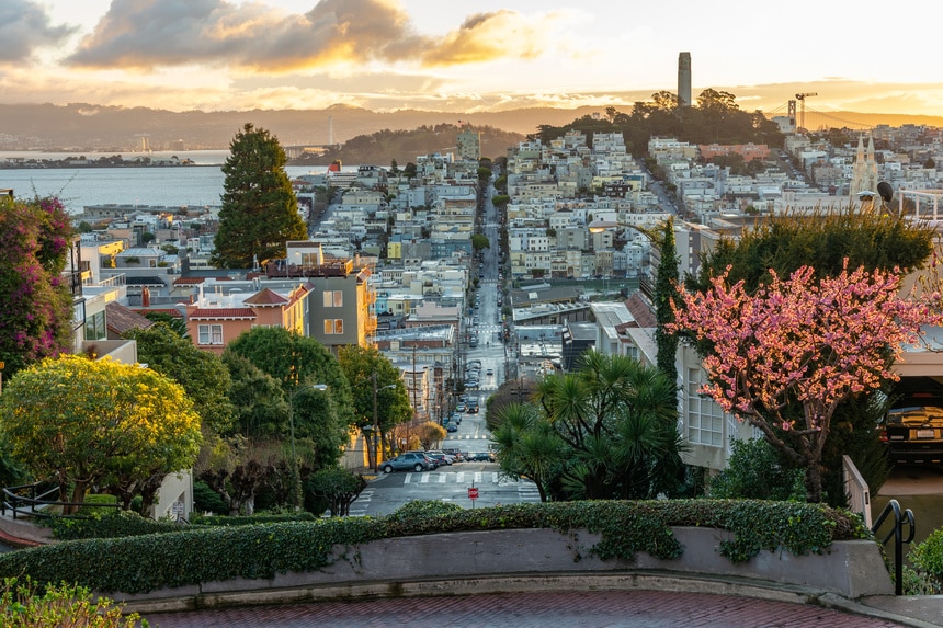 View from the top of Lombard Street in San Francisco, California