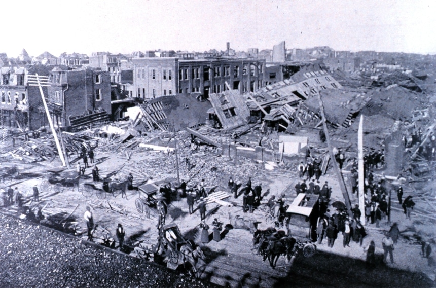 Tornado damage in the City of St. Louis from May 27, 1896