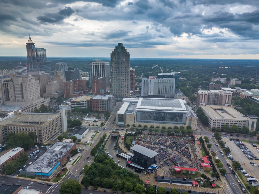 Aerial view of downtown Raleigh, North Carolina